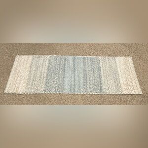 Bluish green, Tan and Cream Woven Rug